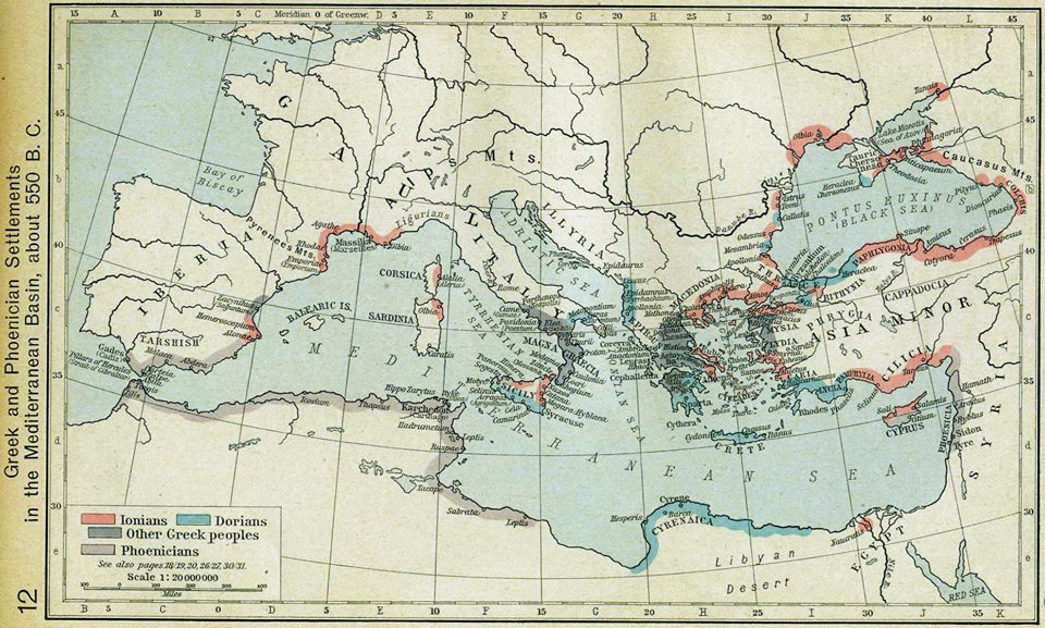 carte greek and phoenician settlements mediterranean