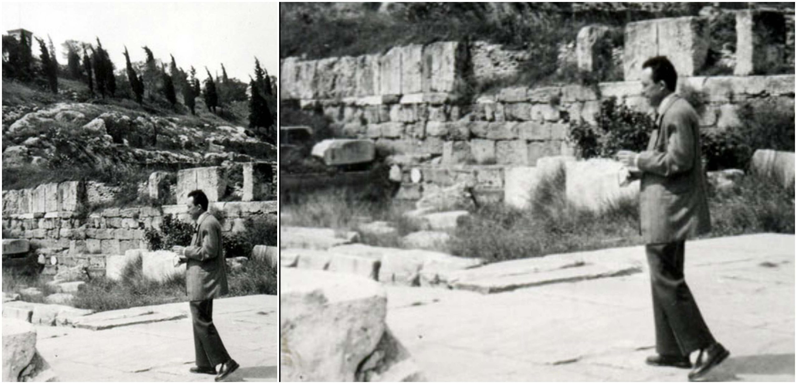 Collage Albert Camus lors de son premier voyage en Grèce en 1955