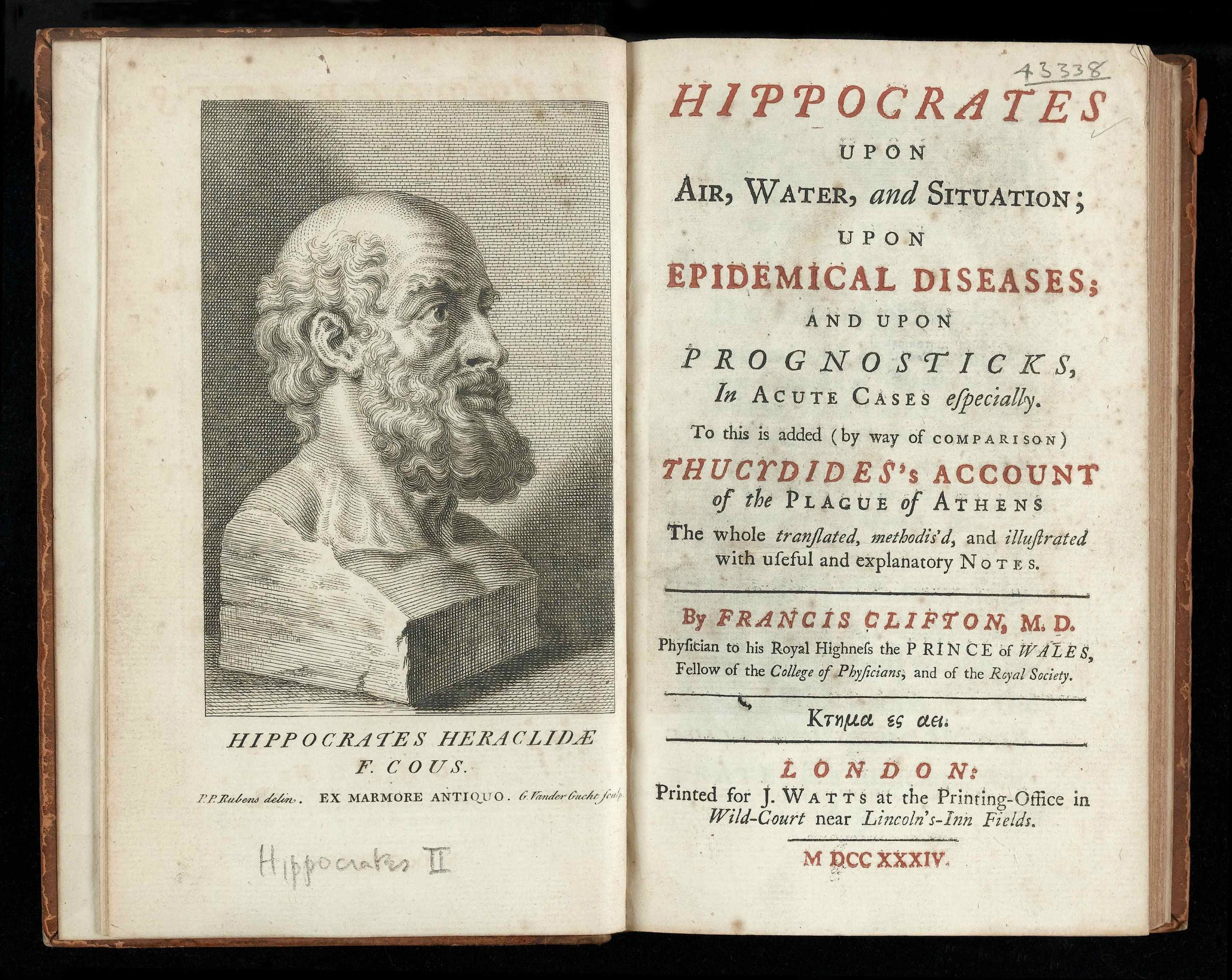 Hippocrates bust and title page Wellcome L0041093